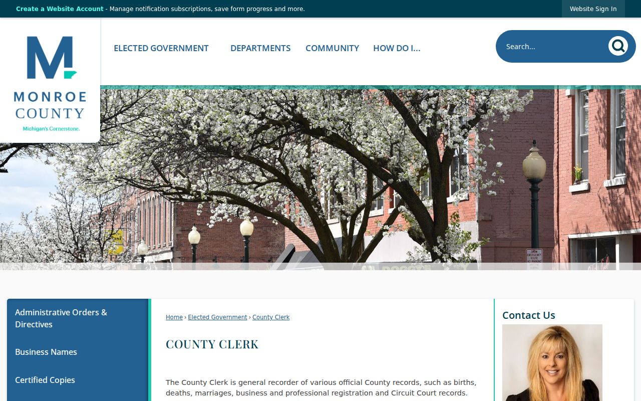 Monroe County warrant records: County Clerk page for circuit court record requests