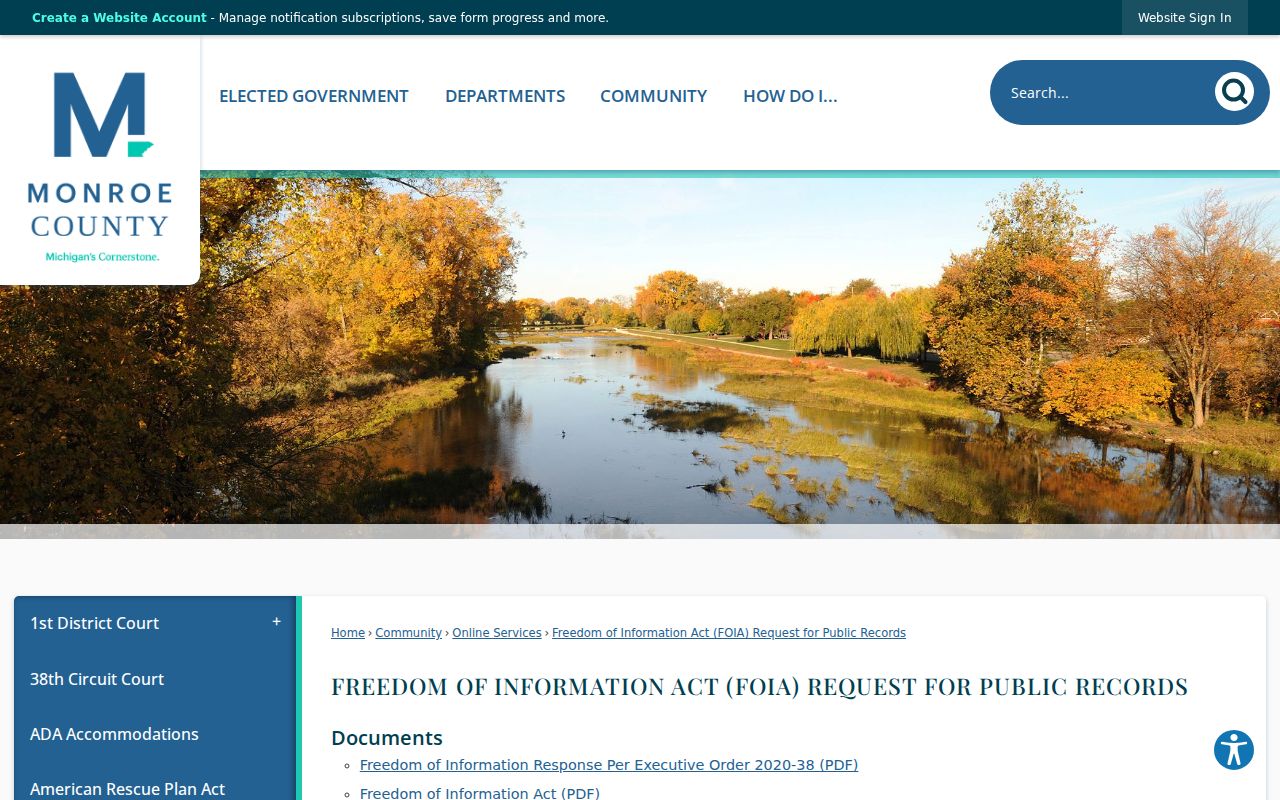 Monroe County warrant records: county FOIA request page for written record requests