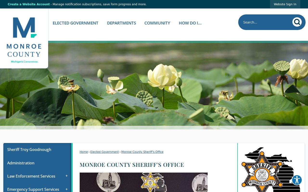 Monroe County warrant records: Sheriff's Office landing page for agency contacts